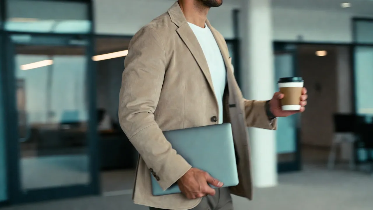 Putting on a Suede Blazer to Work